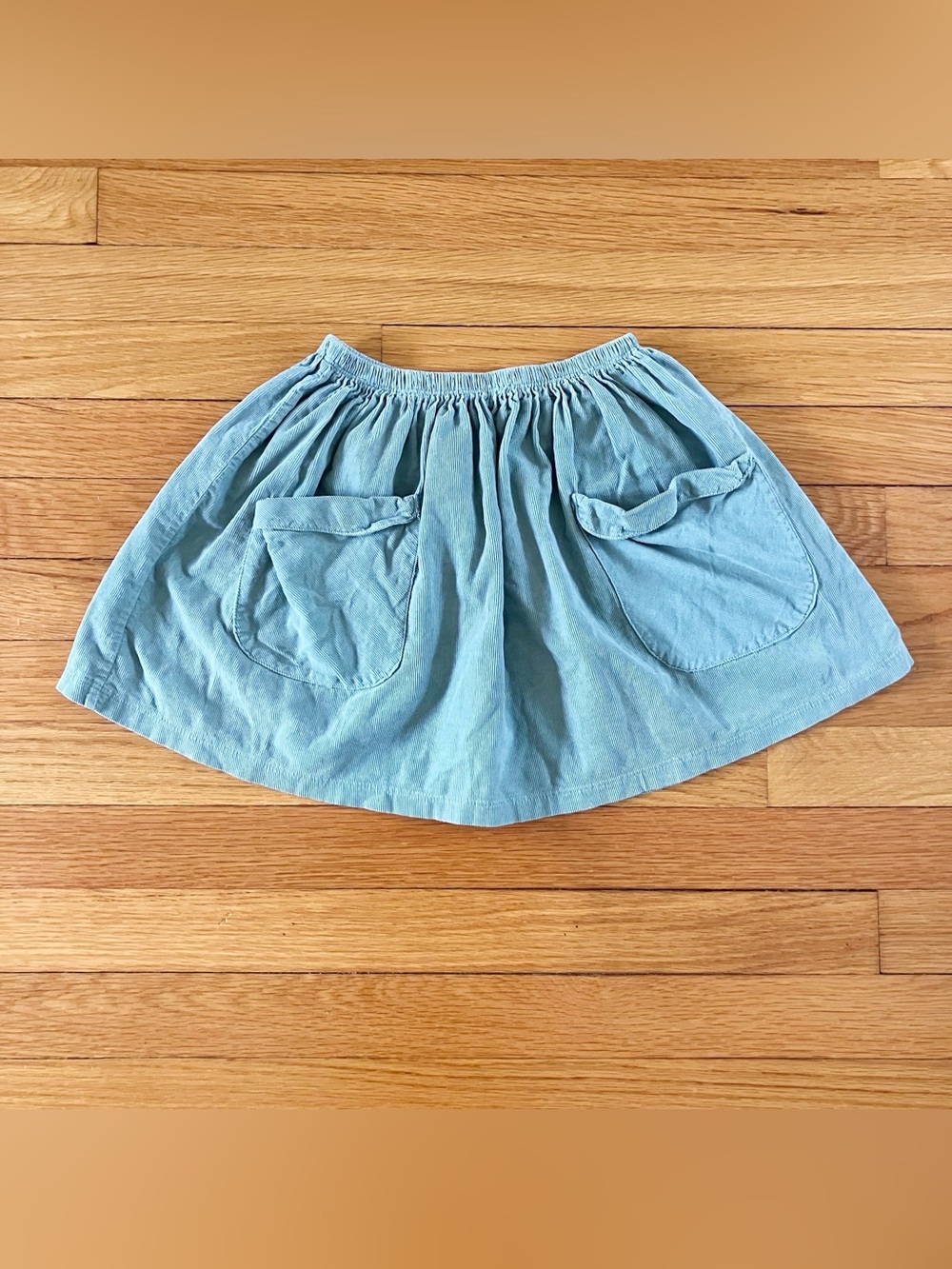 Mabo Blue Corduroy Pocket Simple Minimalist Sustainable Skirt 6-7